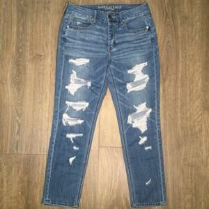 American Eagle Tomgirl button-fly jean ankle distressed 8